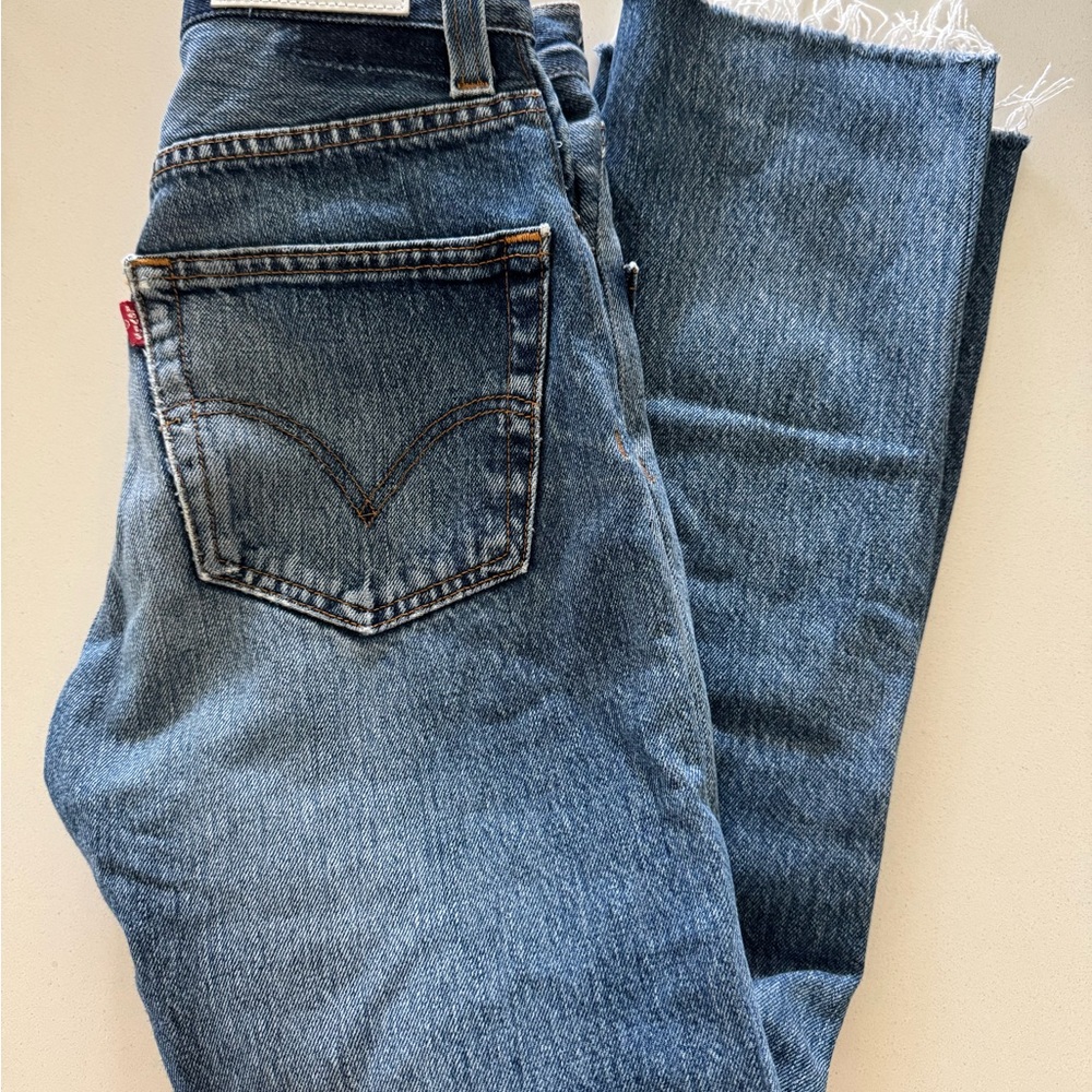 Re/Done Blue Straight Jeans Vintage Wash